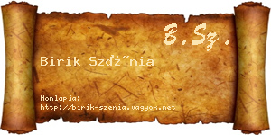 Birik Szénia névjegykártya